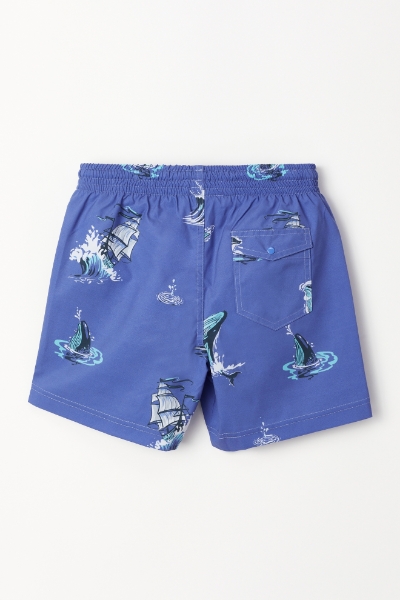 Resim 2-8 Yaş Erkek Çocuk Deniz Şortu-Qww - 931-Dodo Temalı Çizgili 