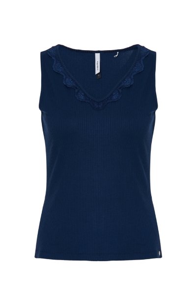 Resim Rib triko kolsuz bluz-Xlr - 895-Lacivert