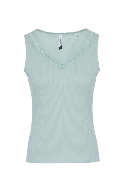 Resim Rib triko kolsuz bluz-Xlr - 721-Açık Yeşil