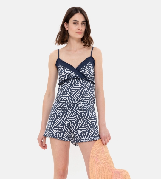 Resim Robadan büzgü detaylı askılı bluz-Xll - 920-Zebra Baskılı