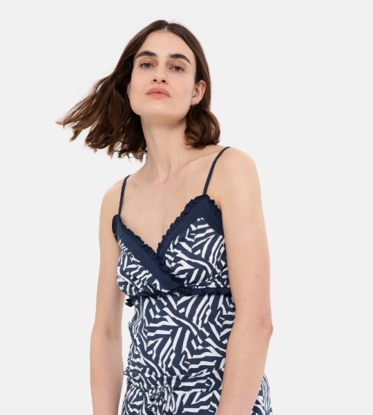 Resim Robadan büzgü detaylı askılı bluz-Xll - 920-Zebra Baskılı