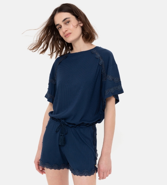 Resim Rib triko bluz-Xla - 895-Lacivert