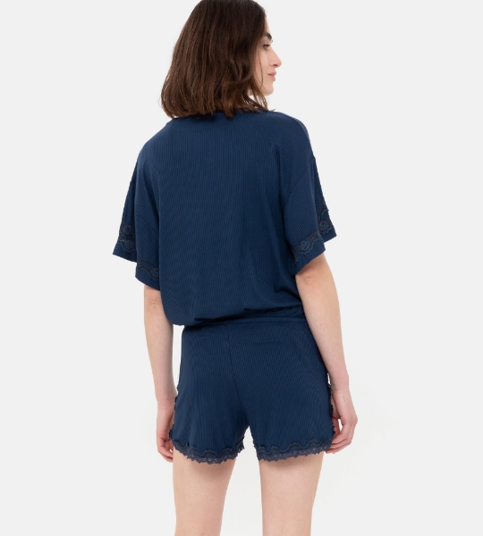 Resim Rib triko bluz-Xla - 895-Lacivert