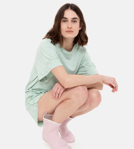 Resim Rib triko bluz-Xla - 721-Açık Yeşil