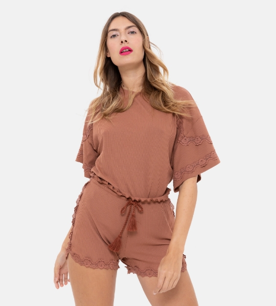Resim Rib triko bluz-Xla - 261 RUSSET