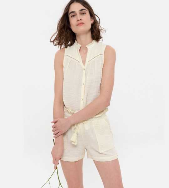 Resim Hakim yaka önden düğmeli bluz-Tld - 701-Doğa Yeşili