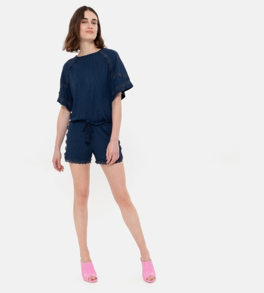 Resim Rib triko şort-Xld - 895-Lacivert