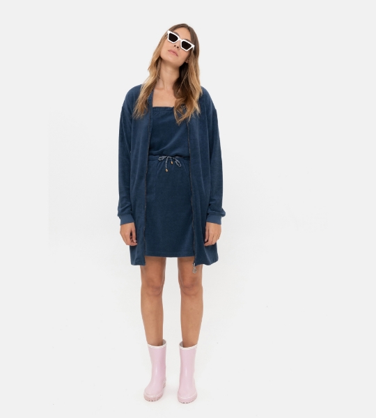 Resim Fermuar detaylı havlu bornoz-Thf - 895-Deniz Kuşu Temalı Lacivert