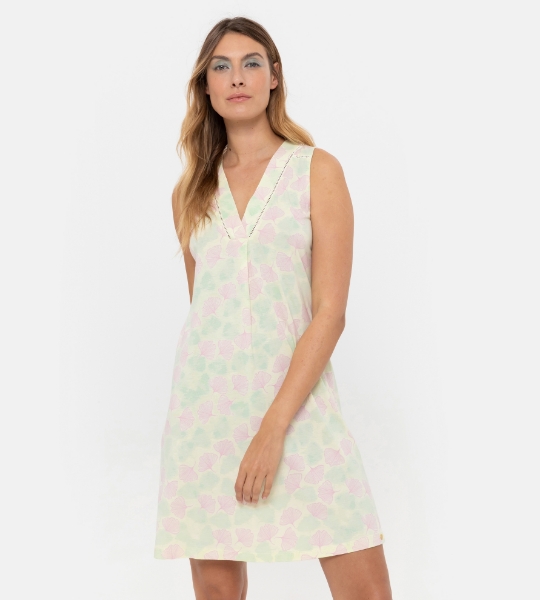 Resim V yaka detaylı kolsuz gecelik-Xdc - 914-Fısıldayan Siyah Yapraklar