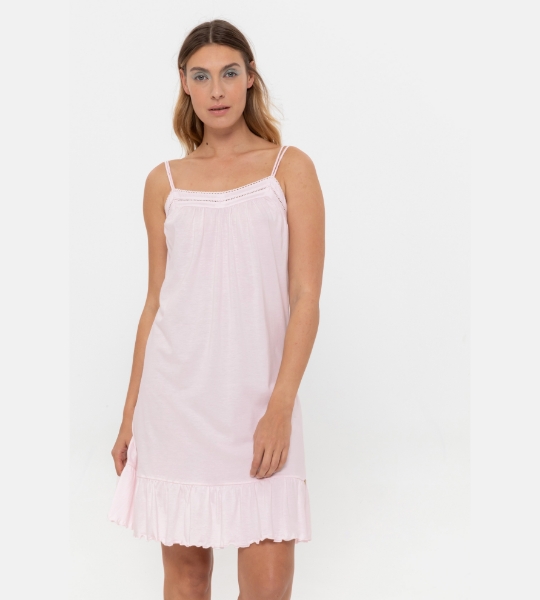 Resim Fırfır detaylı askılı gecelik-Xdb - 412-Toz Pembe