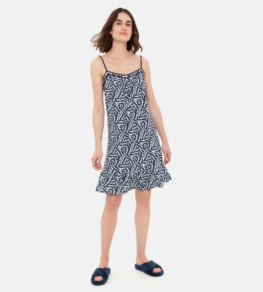 Resim Fırfır detaylı askılı gecelik-Xdb - 920-Zebra Baskılı