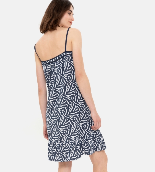 Resim Fırfır detaylı askılı gecelik-Xdb - 920-Zebra Baskılı