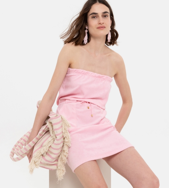 Resim Sraplez havlu elbise-Tdd - 424-Şeker Pembe
