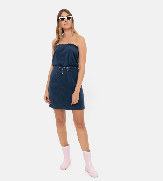 Resim Sraplez havlu elbise-Tdd - 895-Deniz Kuşu Temalı Lacivert