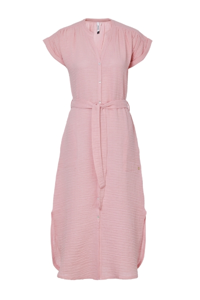 Resim Önden düğmeli rahat kesim elbise-Tda - 424-Şeker Pembe