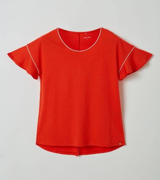 Resim Volan detaylı pijama takım-Lpa - 433-Nar Çiçeği