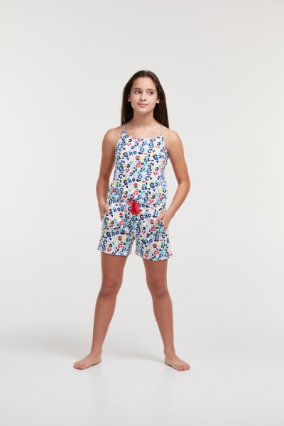 Resim Pamuklu Tulum-Yoa - 910-Çok Renkli Baskılı Ekru