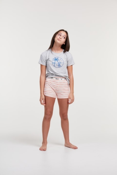 Resim 2-8 Yaş Kız Çocuk Pijama-Ypd - 142-Deniz Kuşu Temalı Gri Melanj