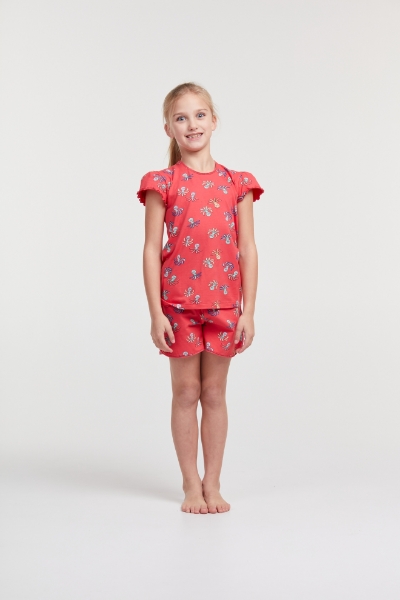 Resim 2-8 Yaş Kız Çocuk Pijama-Pzg - 955-Ahtapot Baskılı Pembe