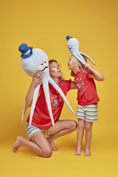 Resim 2-8 Yaş Kız Çocuk Pijama-Psg - 439-Ahtapot Temalı Pembe