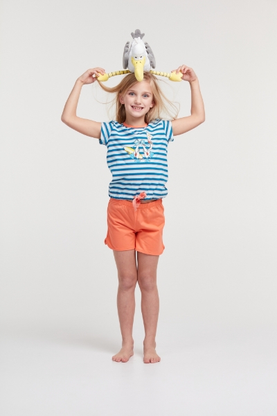 Resim 2-8 Yaş Kız Çocuk Pijama-Bst - 983-Deniz Kuşu Temalı Çizgili
