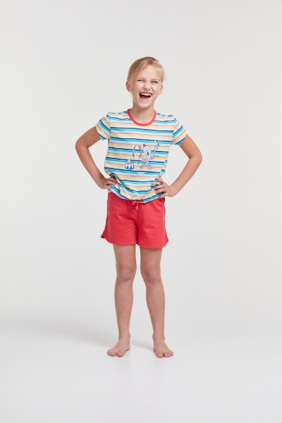 Resim 2-8 Yaş Kız Çocuk Pijama-Bst - 917-Ahtapot Temalı Çizgili