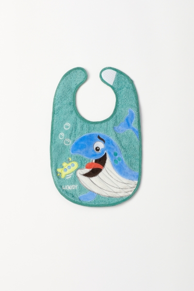 Resim Pamuklu Mama Önlüğü-Bıb - 010-Balina Temalı