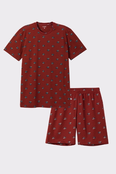 Resim Erkek Pijama-Pss - 962-Çok Renkli Çizgili Ekru