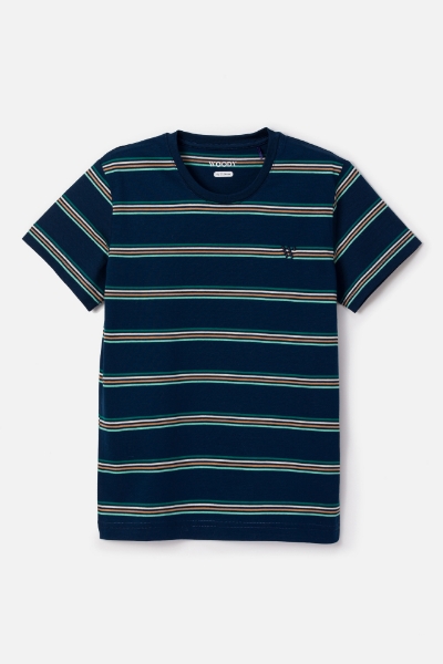 Resim 10-16 Yaş Erkek Pijama-Pks - 914-Kaplumbağa Temalı Çizgili Turuncu