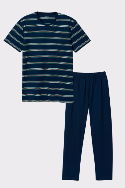 Resim Erkek Pijama-Pks - 914-Kaplumbağa Temalı Çizgili Turuncu