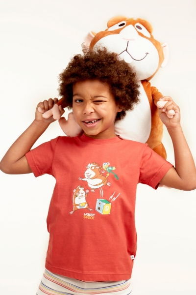 Resim 2-8 Yaş Erkek Çocuk Pijama-Pss - 462-Gine Domuzu Temalı Kiremit