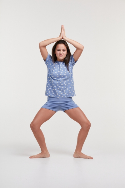 Resim 10-16 Yaş Kız Çocuk Pijama-Ypd - 912-Papatya Baskılı Mavi