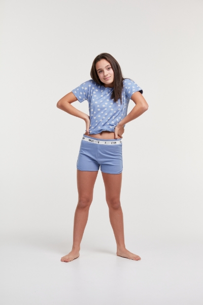 Resim 10-16 Yaş Kız Çocuk Pijama-Ypd - 912-Papatya Baskılı Mavi