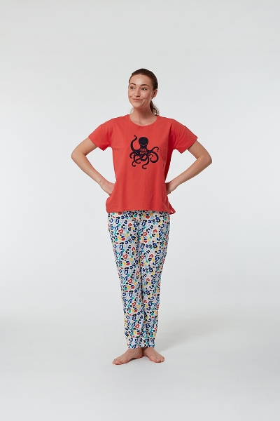 Resim Kadın Pijama-Ypa - 439-Ahtapot Temalı Pembe