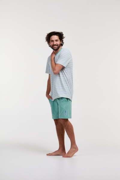 Resim Erkek Pijama-Qvs - 923-Enstrüman Temalı Çizgili Ekru