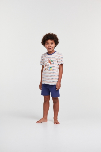 Resim 2-8 Yaş Erkek Çocuk Pijama-Pss - 924-Gine Domuzu Temalı Çizgili