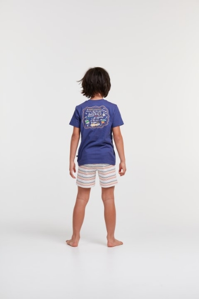 Resim 10-16 Yaş Erkek Çocuk Pijama-Pss - 896-Gine Domuzu Temalı Kobalt Mavi