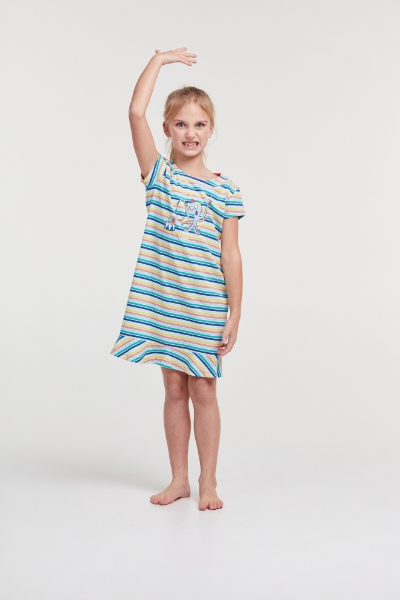 Resim 2-8 Kız Çocuk Gecelik-Bdr - 917-Ahtapot Temalı Çizgili