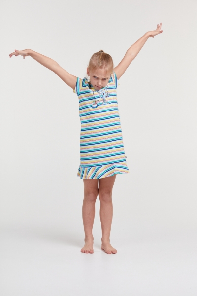 Resim 2-8 Kız Çocuk Gecelik-Bdr - 917-Ahtapot Temalı Çizgili