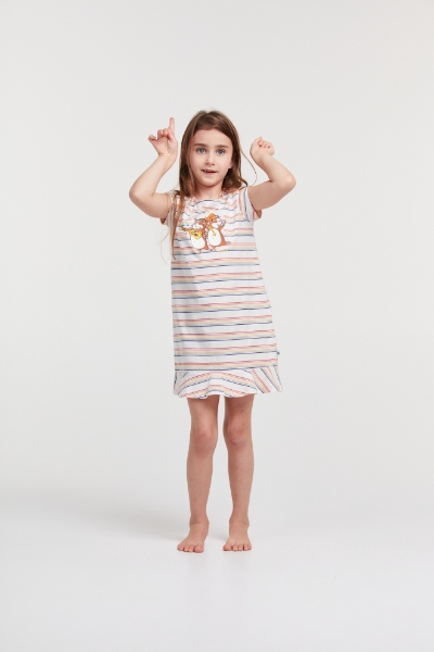 Resim 2-8 Kız Çocuk Gecelik-Bdr - 924-Gine Domuzu Temalı Çizgili