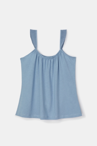 Resim Kare Yaka Şortlu Pijama Takımı-Xpb - 800-Kül Mavisi